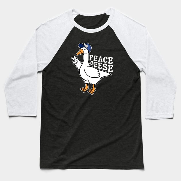 Peace Geese Silly Goose with Hat Baseball T-Shirt by Downtown Rose